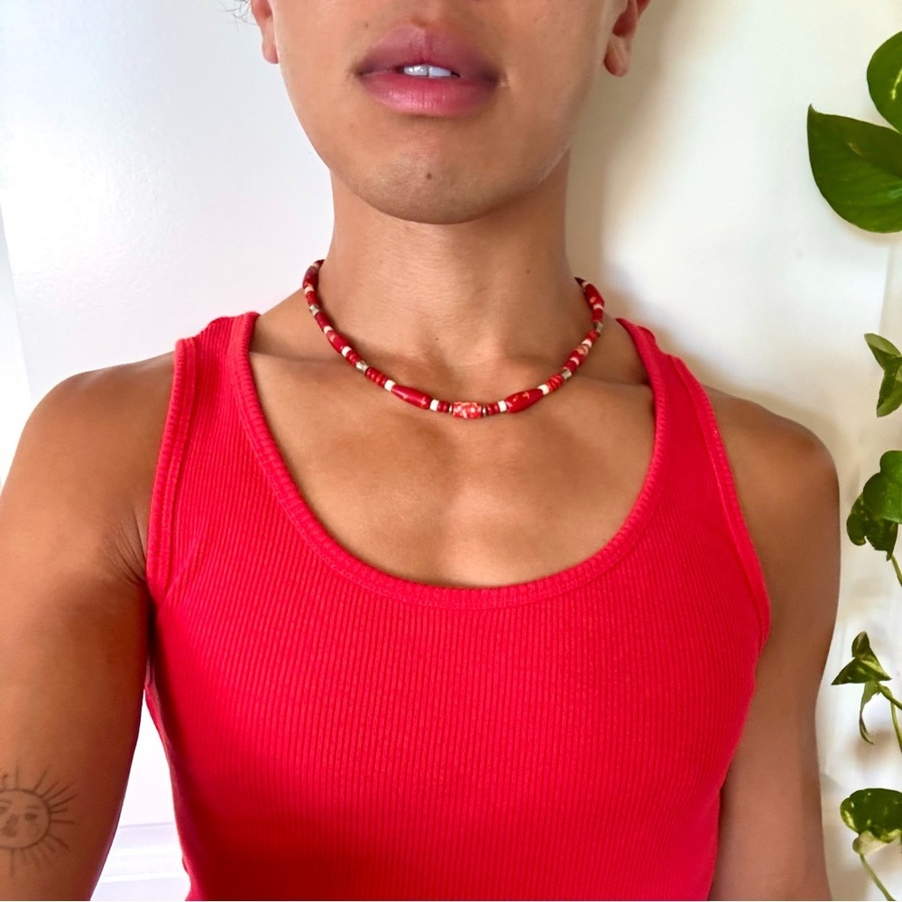 Vintage Y2K Red Beaded Necklace